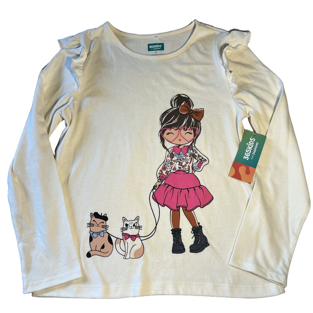 365Kids Girls Size 8 Long Sleeve Shirt Ruffle Sleeve NWT